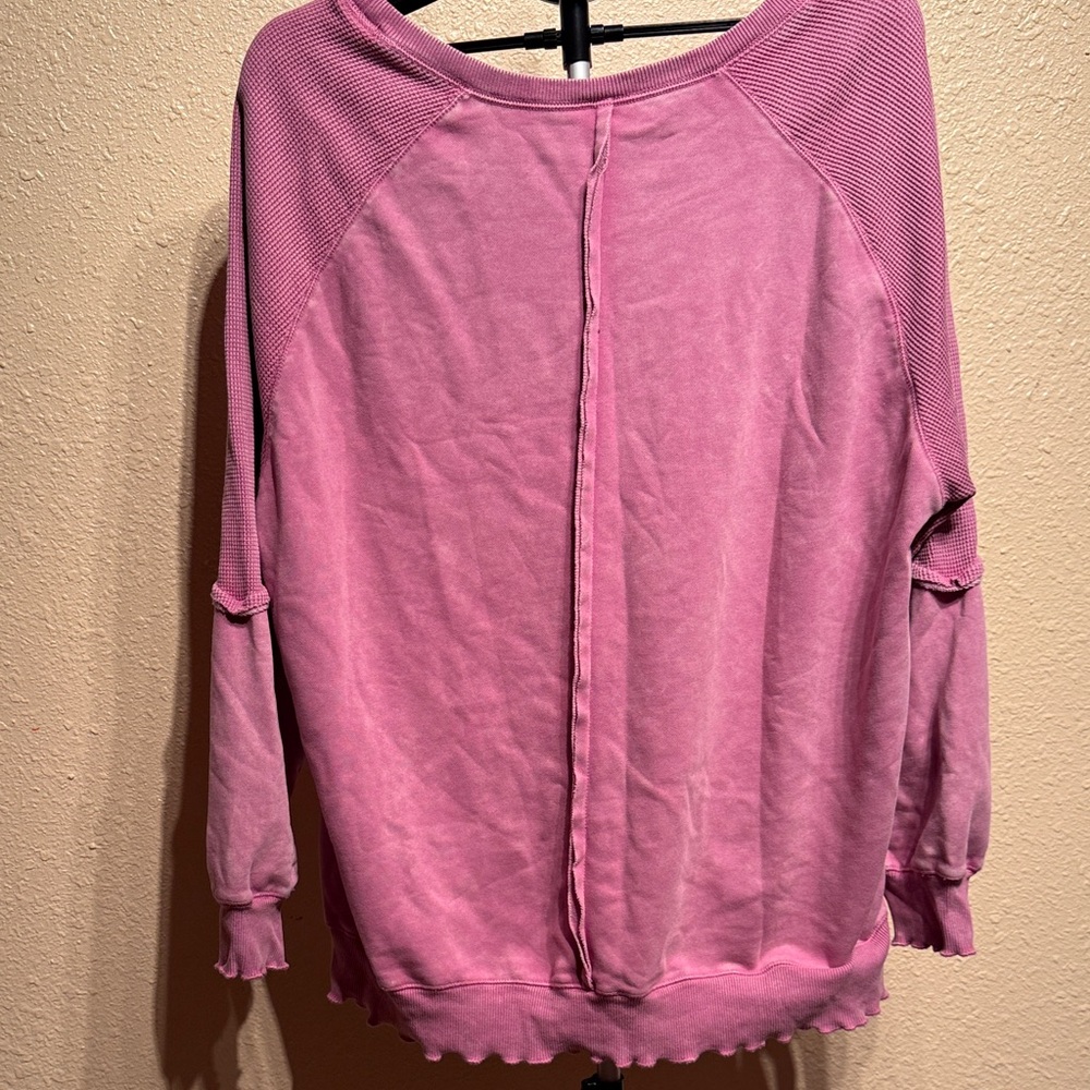 Relaxed Washed Pink Pullover Sweatshirt